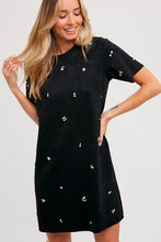 Load image into Gallery viewer, Rhinestone Faux Suede Shift Dress