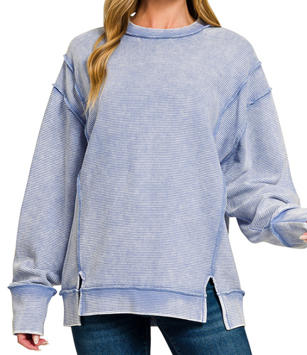 WR Blue Acid Wash Top