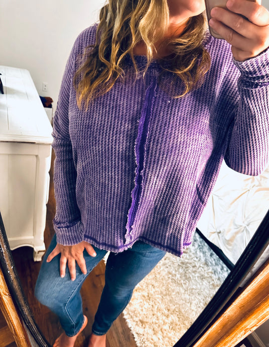 Violet Waffle Knit Top