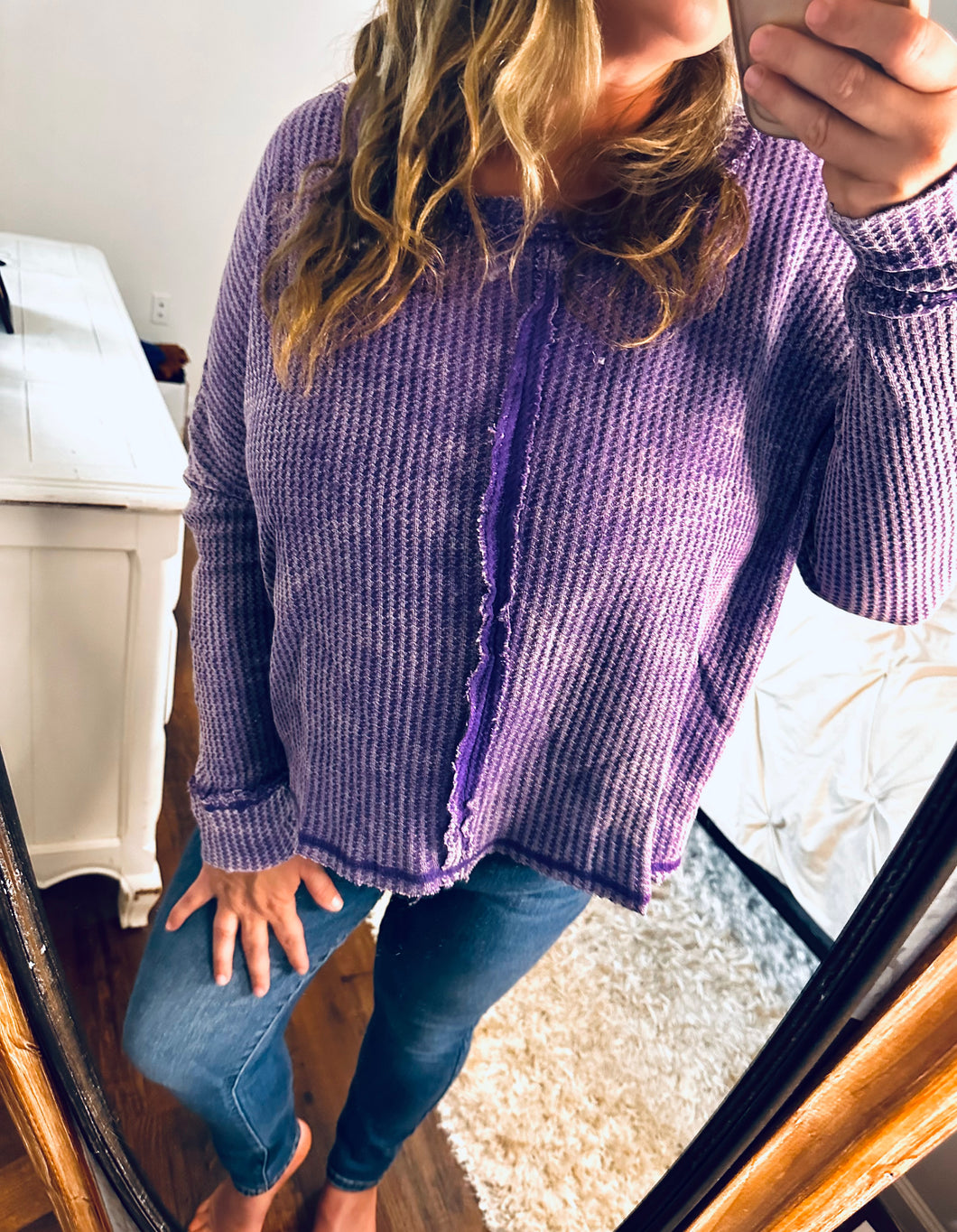 Violet Waffle Knit Top