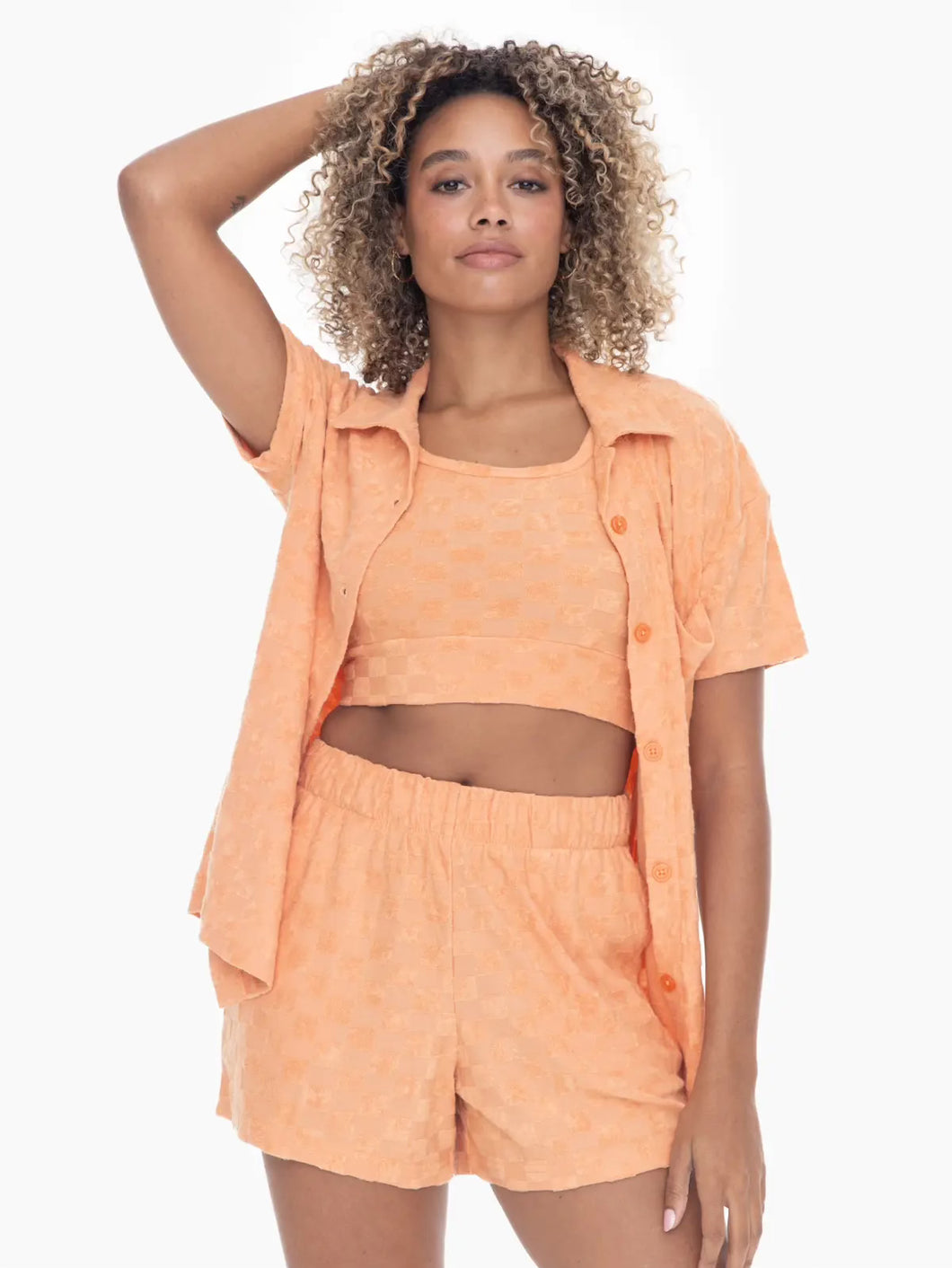 Checkered Terry 3 Piece Set- Terracotta