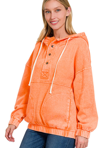Acid Wash Hoodie- Orange