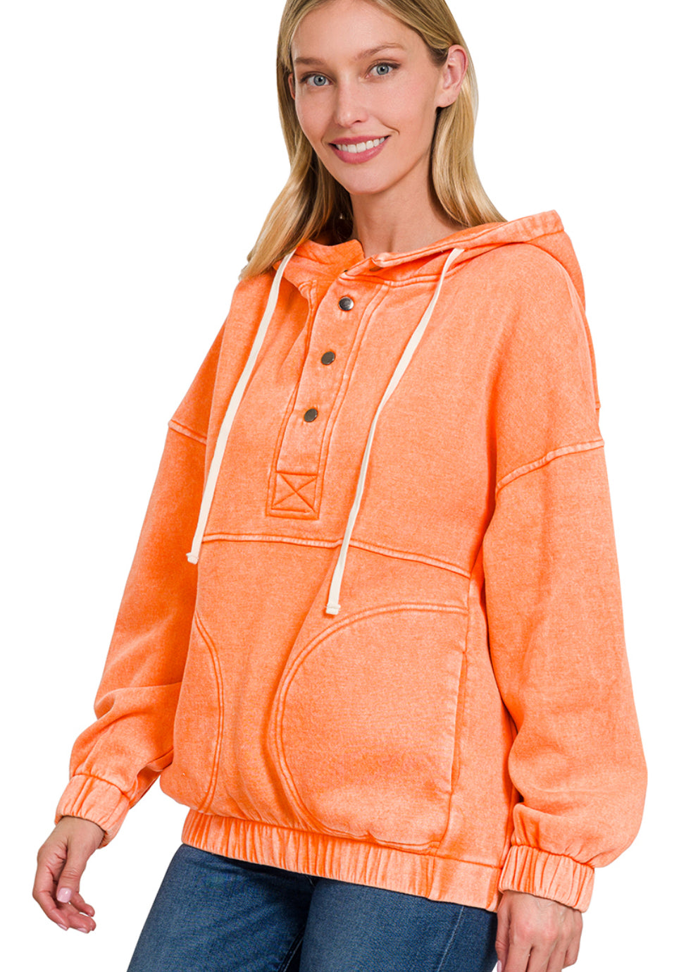 Acid Wash Hoodie- Orange