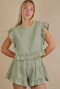 Ruffled Set- Sage