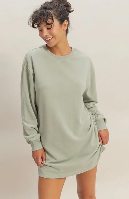 Sage Mineral Wash Sweatshirt Dress