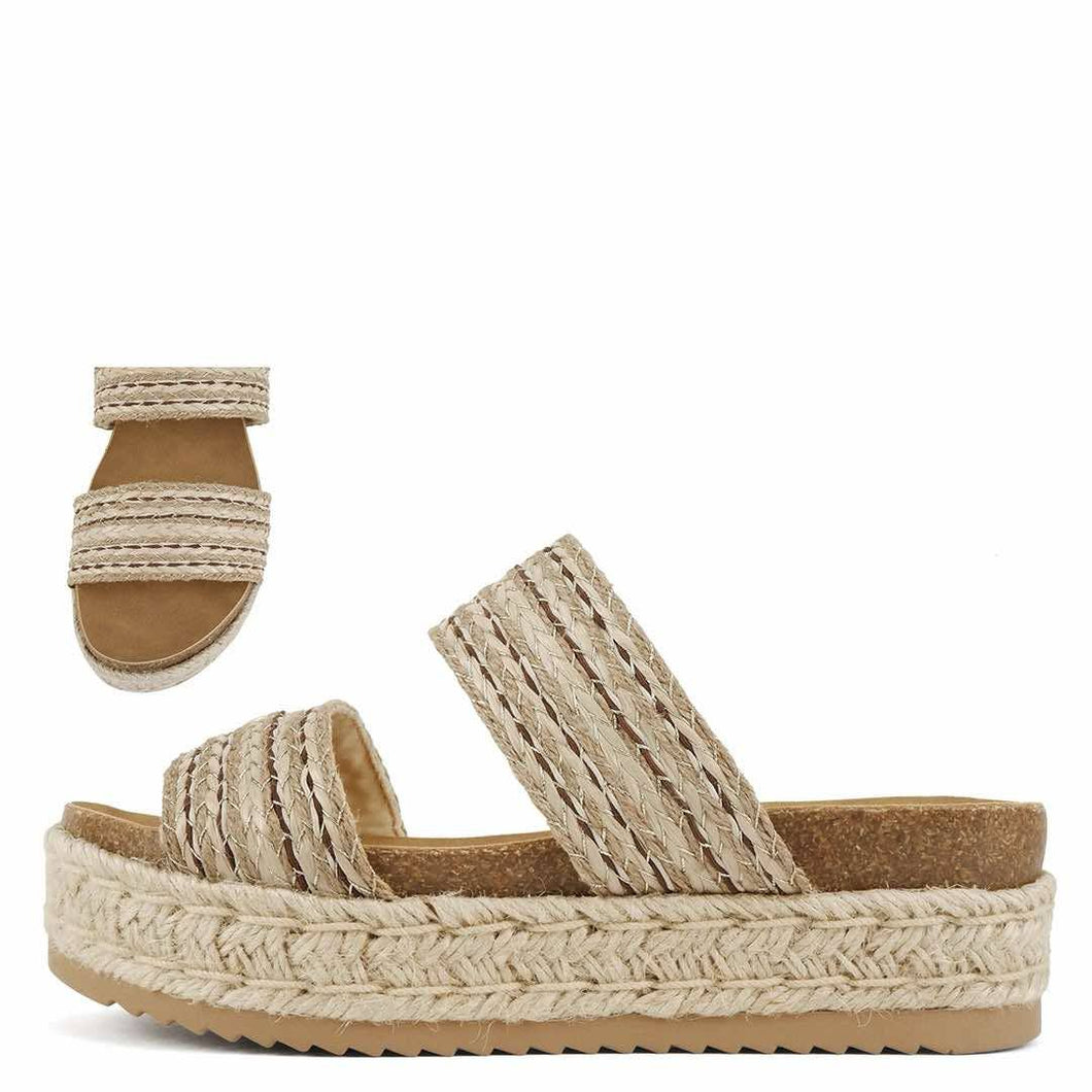 MB Espadrille Cork Sole Woven Sandal
