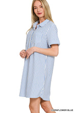 Load image into Gallery viewer, MB Blue Stripe Button Dress
