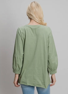 Greenery Cotton Oversized Pullover Top