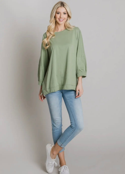 Greenery Cotton Oversized Pullover Top