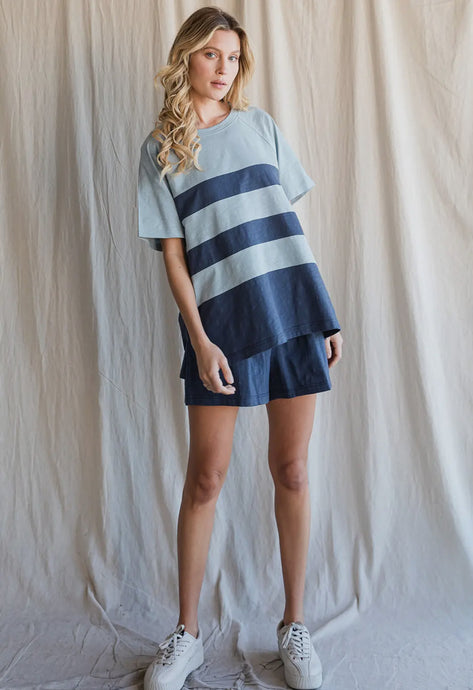 Navy Striped Set