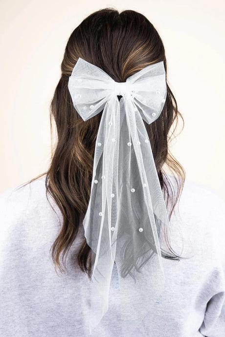BL Tulle & Pearl White Bow