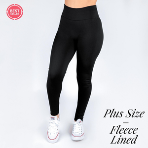 PREORDER Women's Solid Seamless Fleece Lined Leggings- CURVY