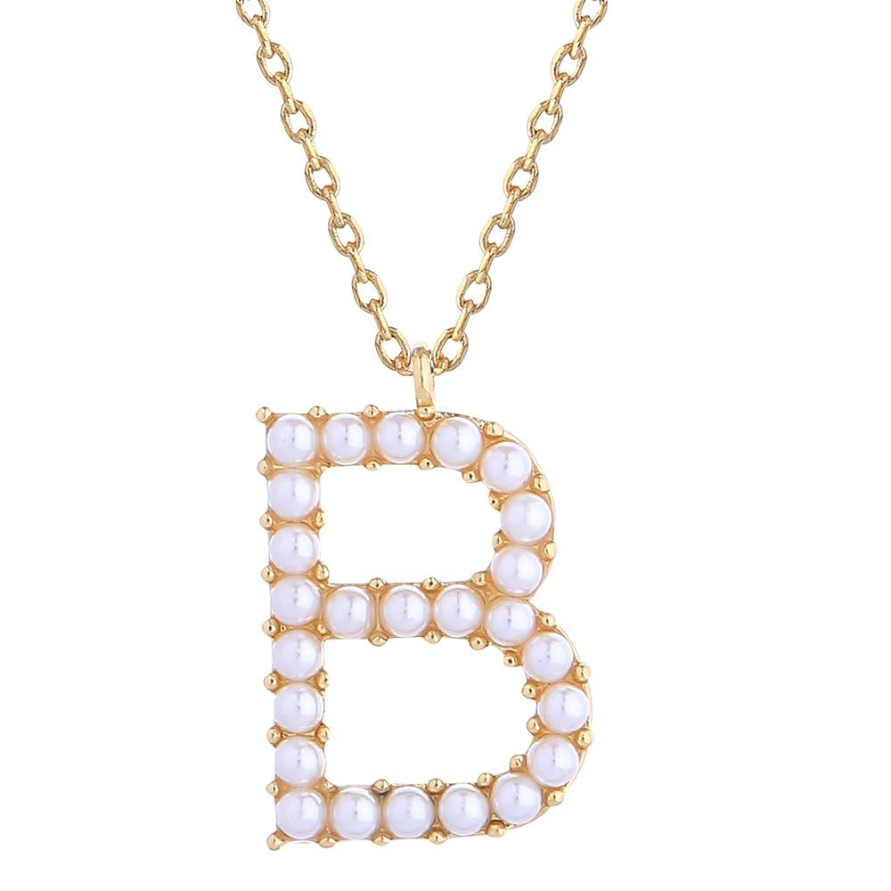 PREORDER Do Everything In Love Chain Link Pearl Studded Initial Pendant Necklace