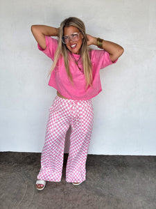 MB Checkered Pants- Pink