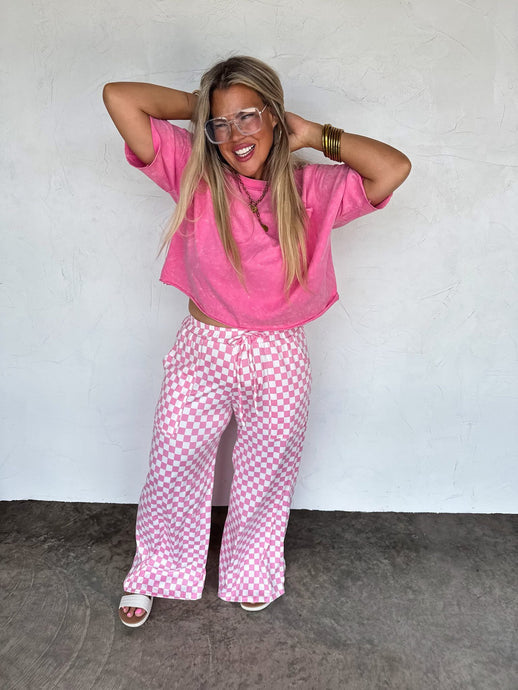 MB Checkered Pants- Pink