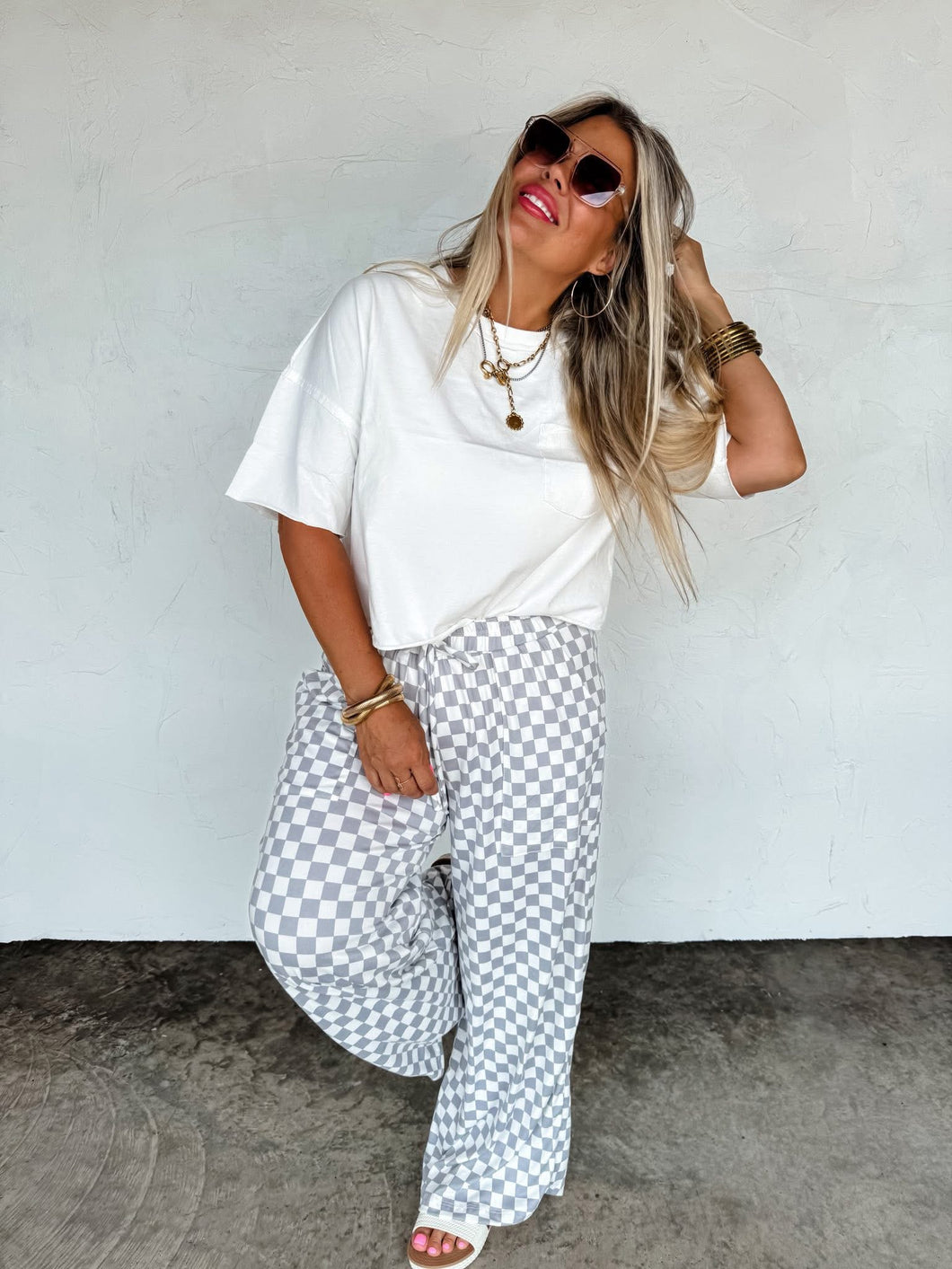 MB Checkered Pants- Grey