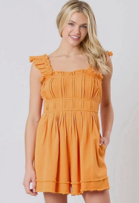 BL Orange Ruffle Sleeve Romper