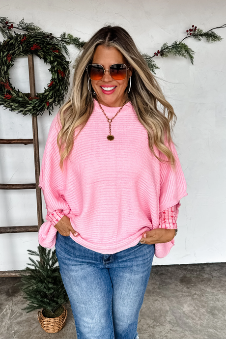 PREORDER- CHRISTMAS MEG PULLOVER PONCHO- PINK
