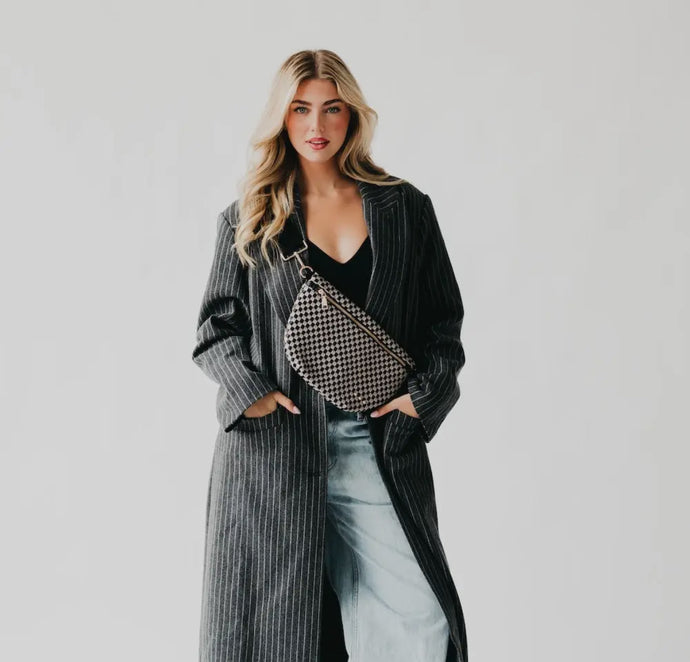 PREORDER Black Checkered Bum Bag