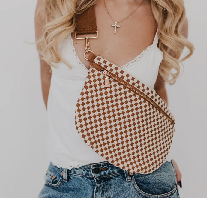 PREORDER Brown Checkered Bum Bag