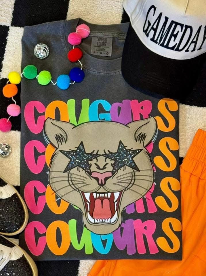Preppy Neon Cougars Tee