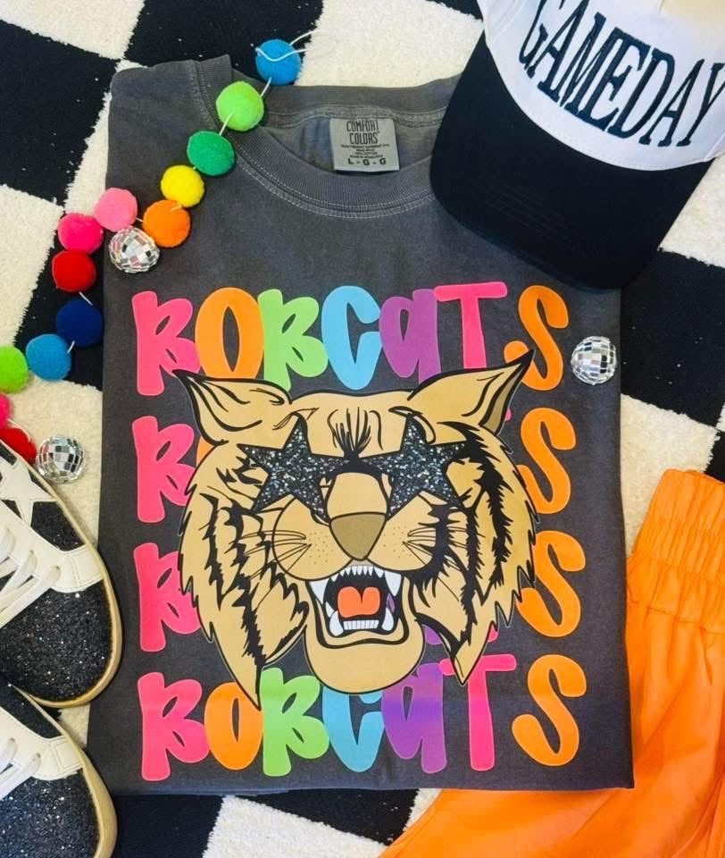 Preppy Neon Bobcats Tee
