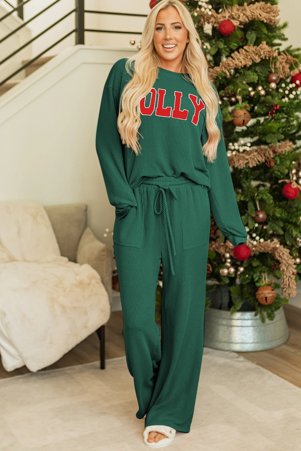 PREORDER JOLLY Corded Pant Set- Evergreen