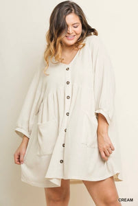 Cream Waffle Knit Dress