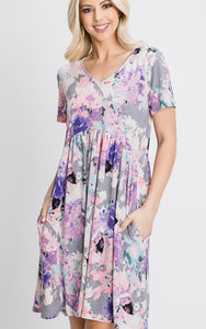 Multi Floral Babydoll Dress