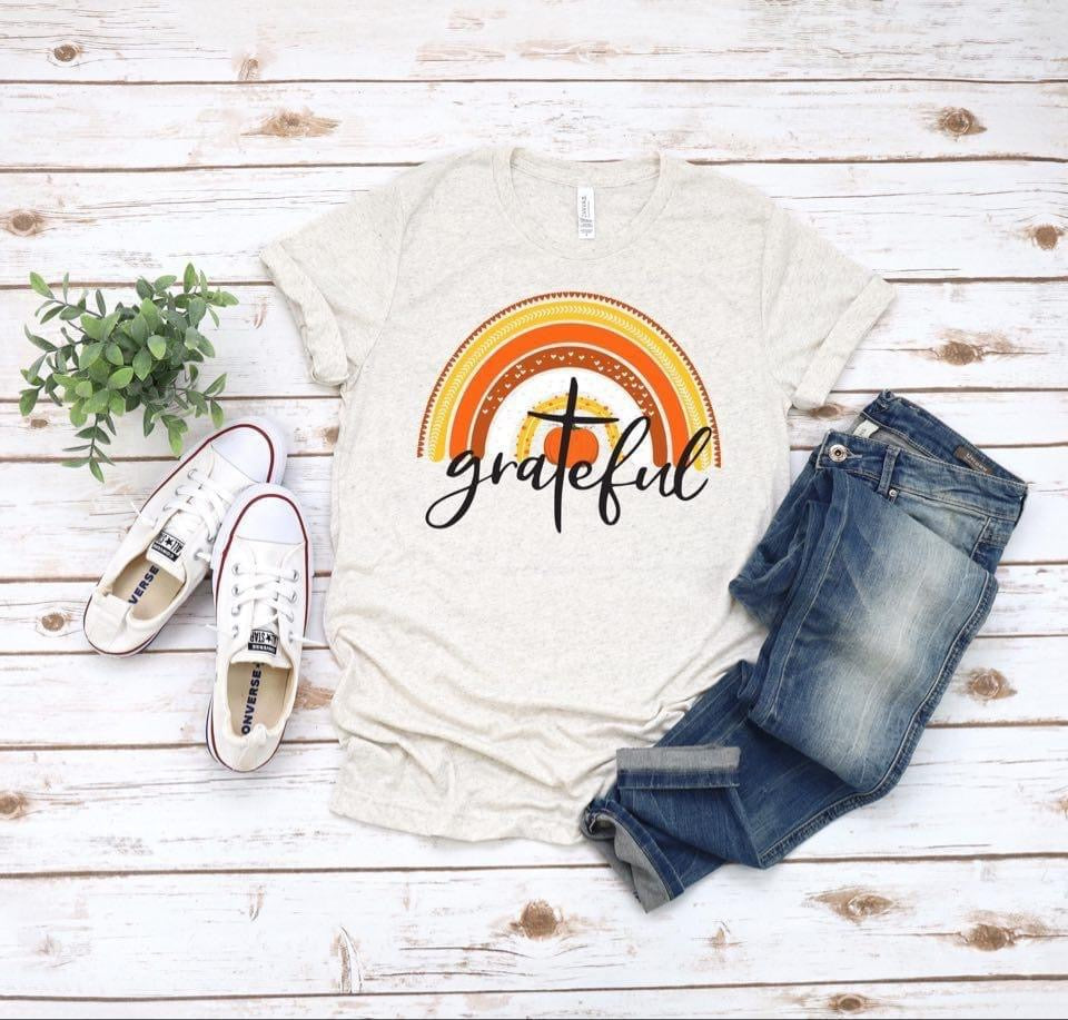 Grateful Fall Rainbow Tee