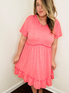 Coral Ruffle Dress